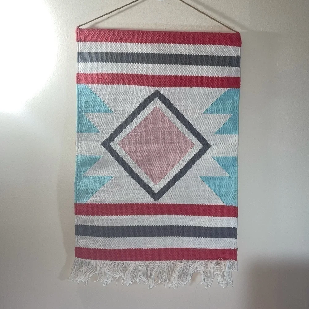 Woven Hanging Wall Décor Aztec Boho Color Tweed Rope Raw Loose Fringe Hem